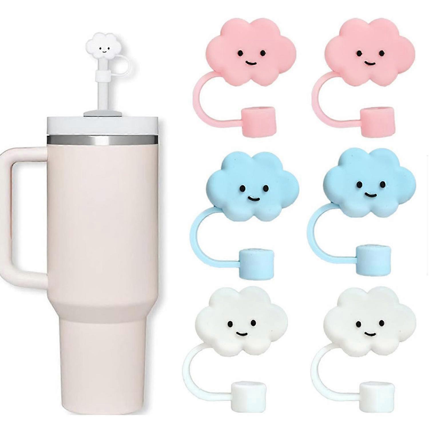 Silicone Cute Cloud Straw Covers Cap for Stanley Cup, Soft Drink Straw Protective Cover Reusable Dustproof Tumbler Flip Top Stopper