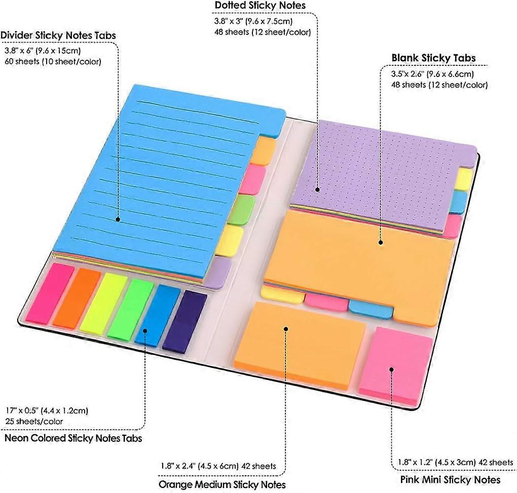 Sticky Notes Set Zelfklevende notitieblok sets met bladwijzerindex 8 "x 4".