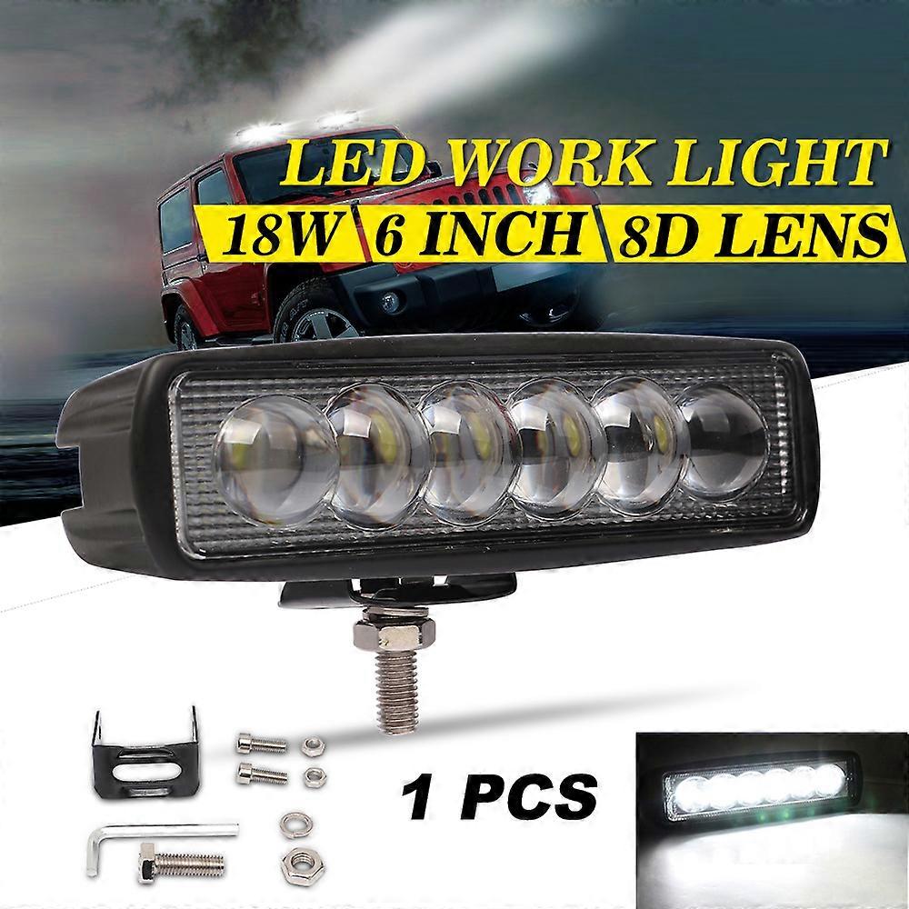 6" 8D Lens 18W LED Work Light Bar Spotlight 6000K ATV Offroad Truck Outdoor Lamp