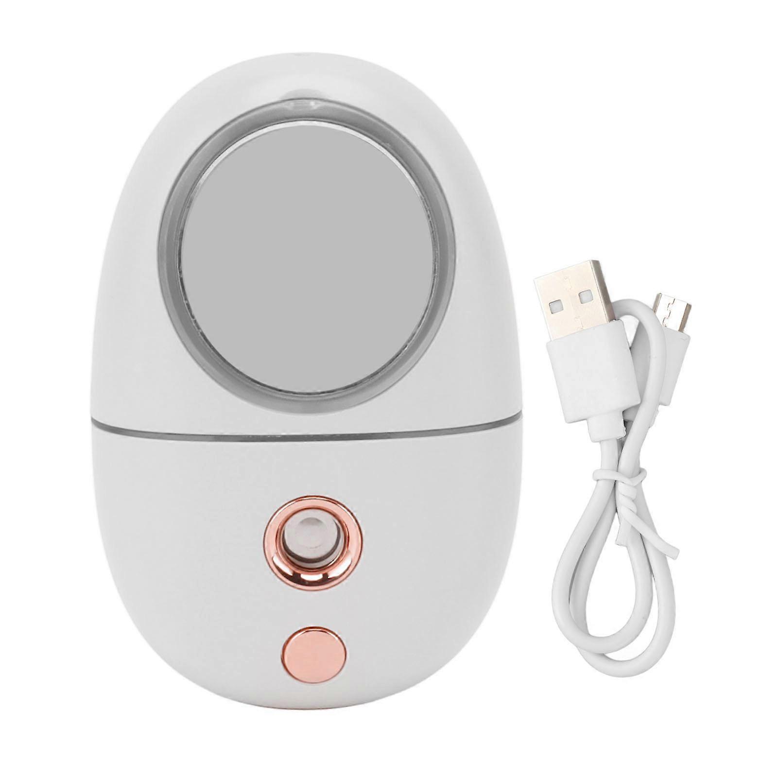 35ml Portable Silent USB Rechargeable 200mAh Mist Sprayer with Mirror for Face Hydrating White