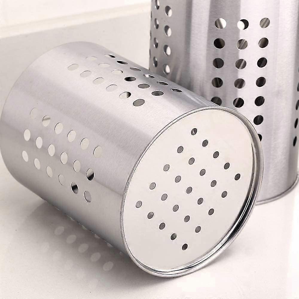 2-Piece Stainless Steel Kitchen Utensil Holder Set With Ventilated Holes - Utensil Caddy For Counter - View #5