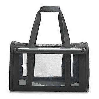 Pet Carrier Breathable Foldable Soft Cushion Portable Cat Carrying Bag for Airplane Car Travel Black With Curtain