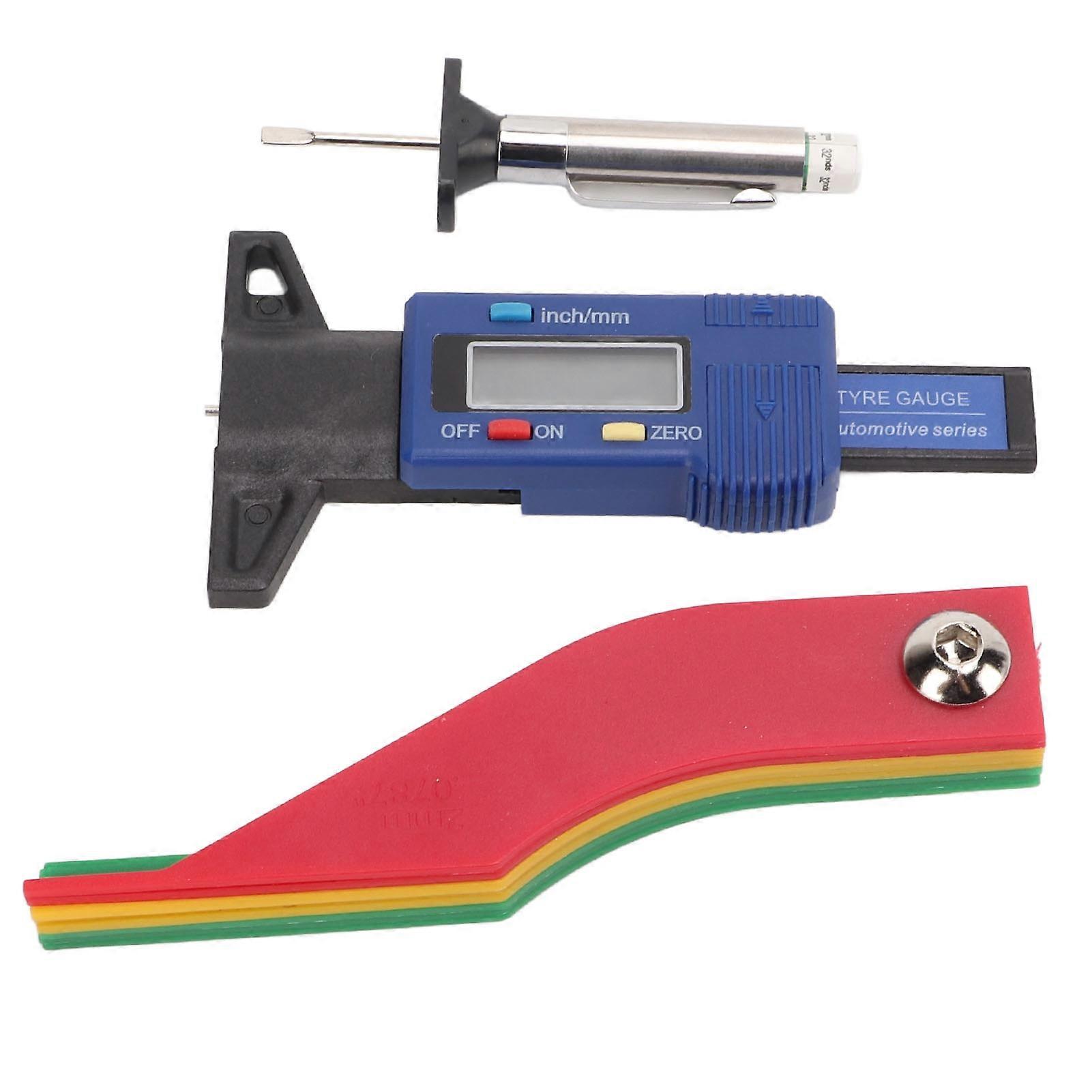 Digital Tire Tread Gauge Color Coded Depth Measurement Tool Handheld Portable for Car Truck Disc Drum Brake Pads