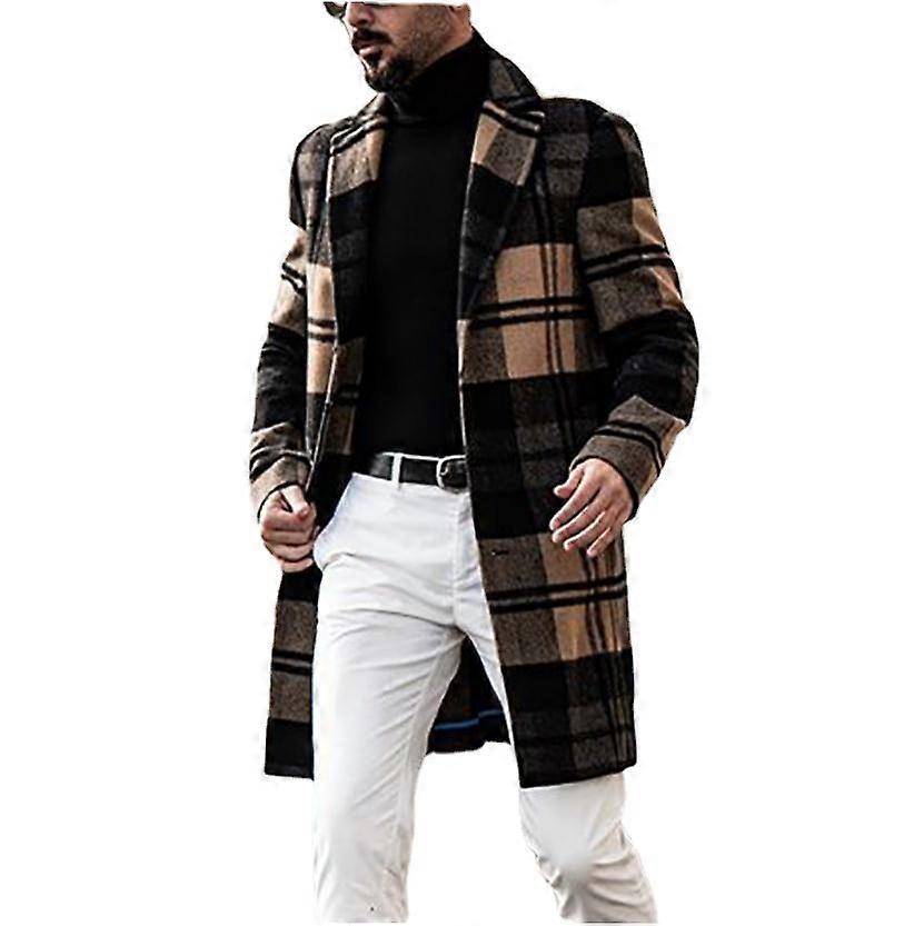 Men's Checkered Trench Coat