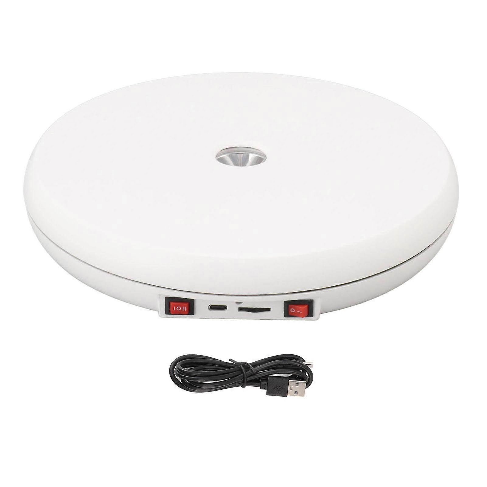 Electric Rotating Display Table Led Light 25cm Noiseless 20kg Load Capacity Turntable Display Stand For Jewelry Black