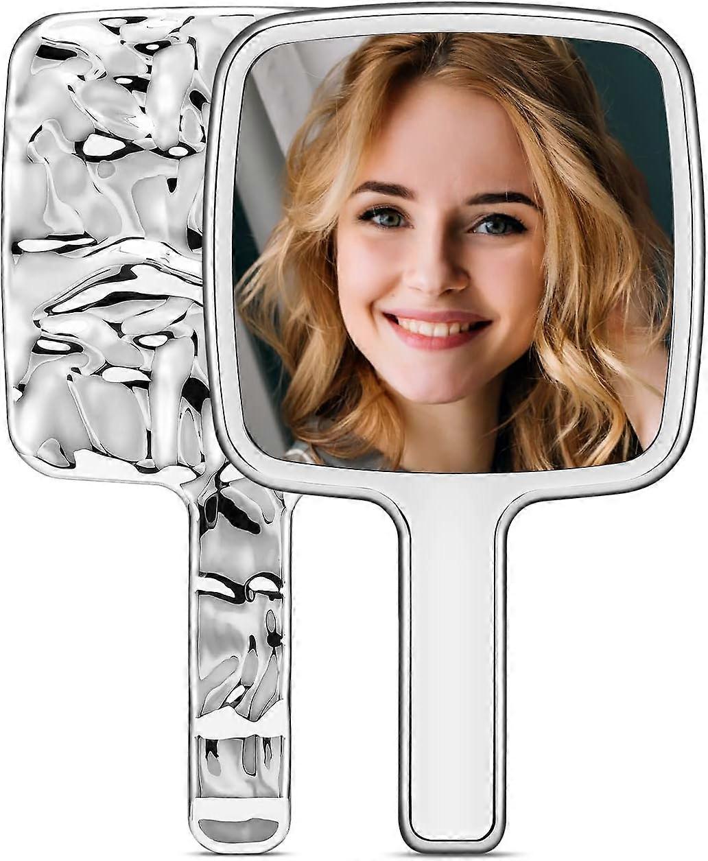 Water Ripples Hand Mirror with Handle for Make up, Square