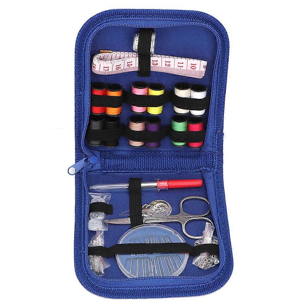 Portable Sewing Kit Scissors Thimble Thread Needle Set Home Travel Use Tools Blue