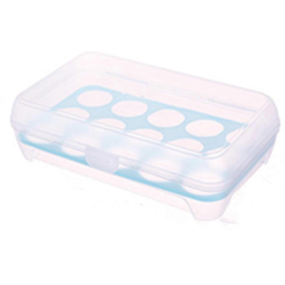 1Pc Egg Storage Holder Box 15 Grid Plastic Tray Refrigerator Eggs Organizer(Blue)