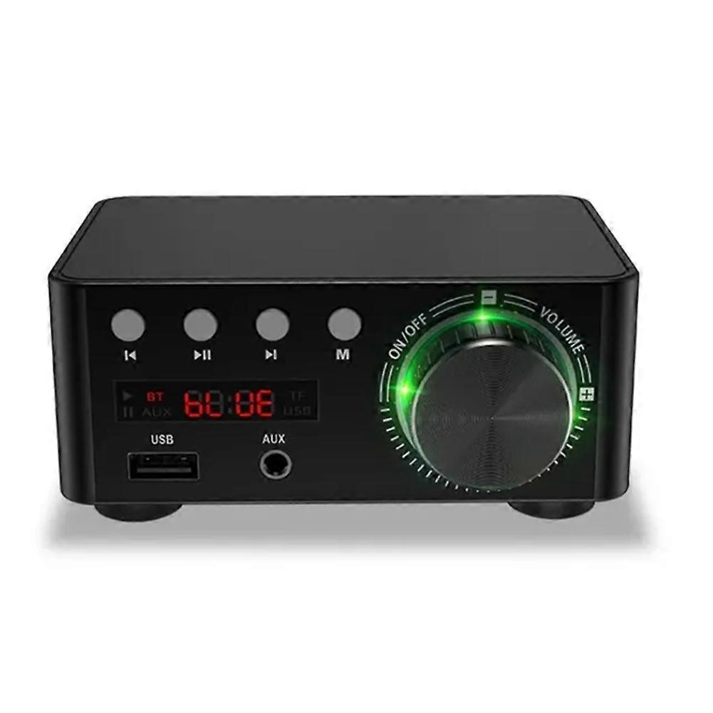 50W + 50W 100W Bluetooth 5.0 Amplifier Digital Audio Power Amp Class D USB AUX TF Home Theater HiFi Stereo Black