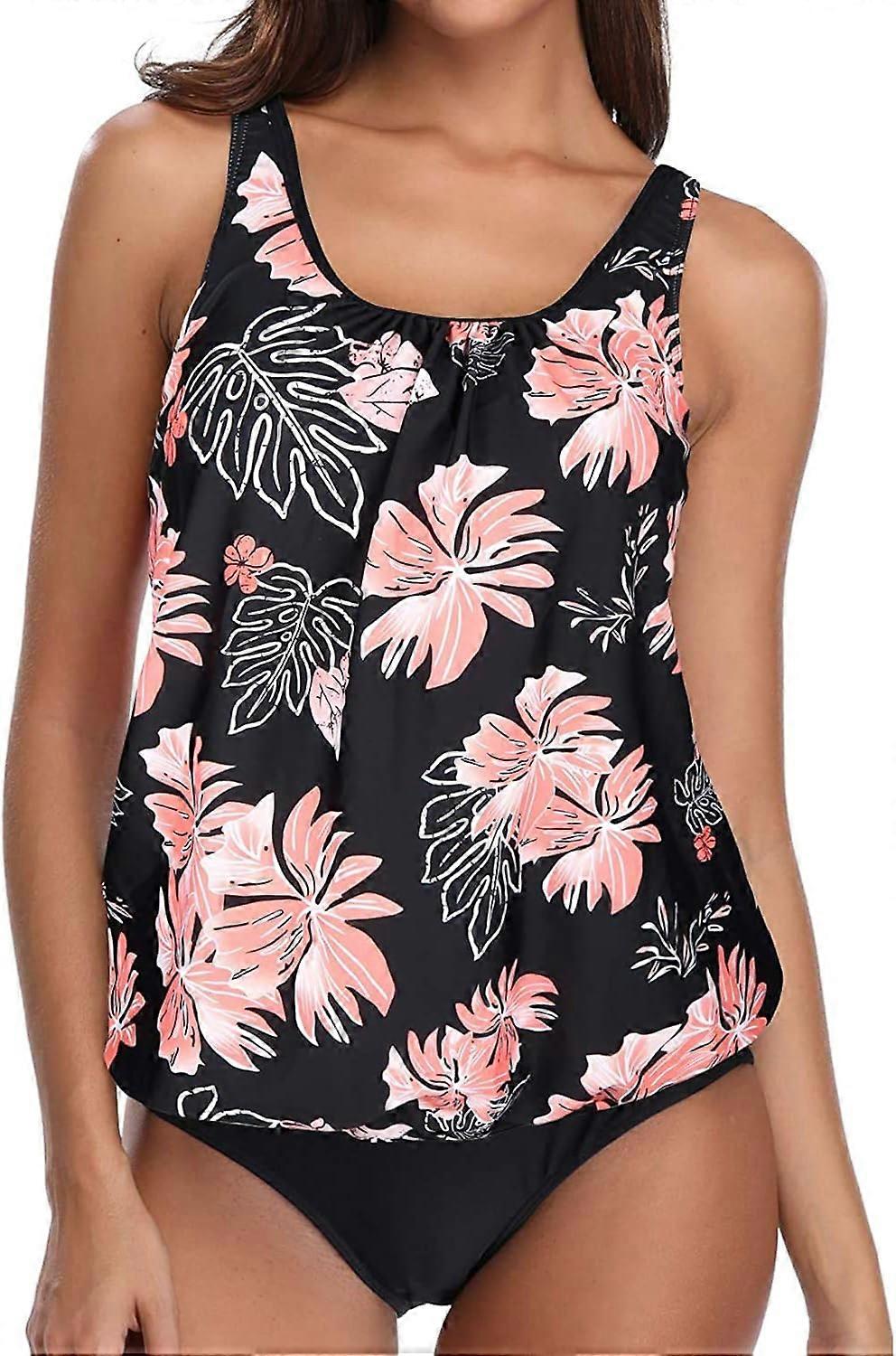 Blouson Tankini Baddräkter för kvinnor Modest baddräkter tvådelade badkläder med lös passform