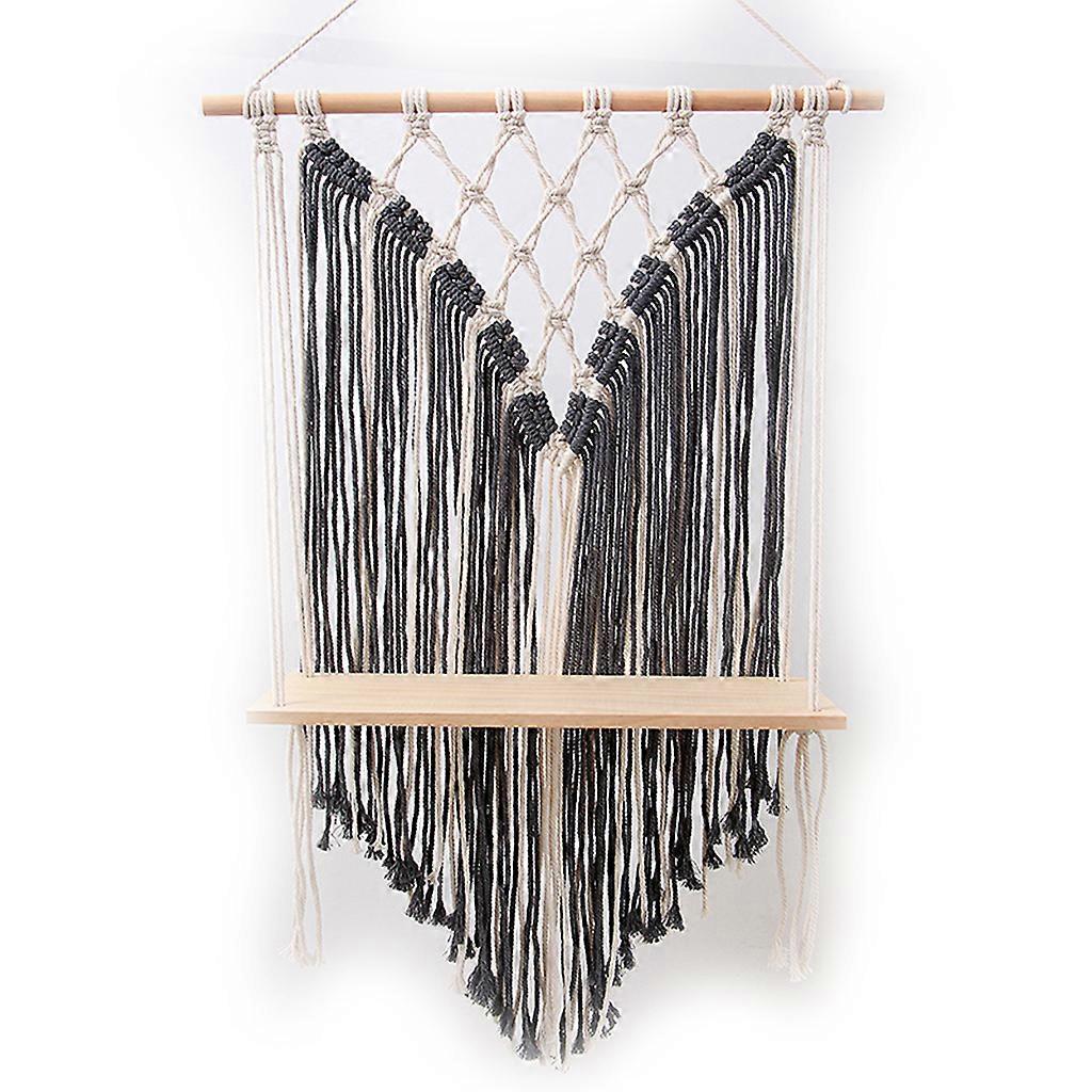  Tessuto a mano Macramè Arazzo Rack Appendiabiti Bohemian Nappa Ripiani in legno