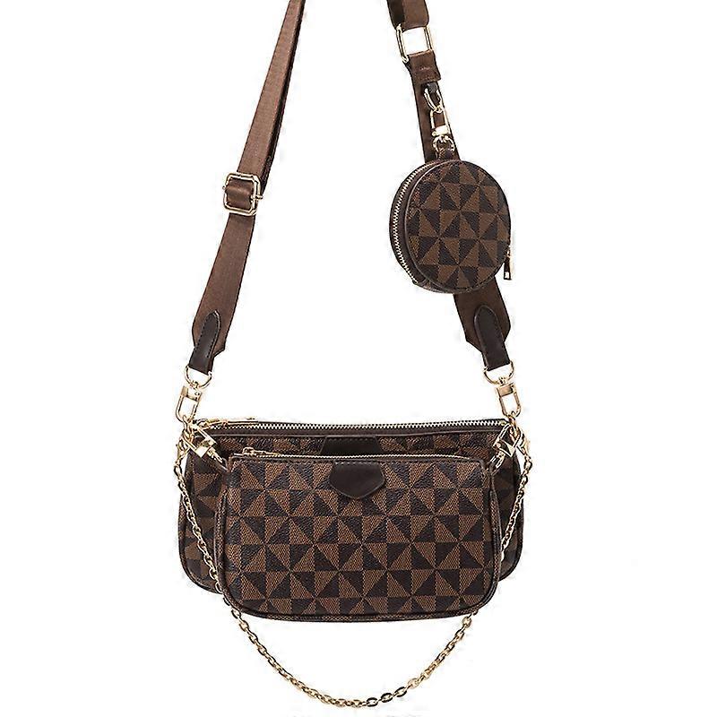 New Pattern Multi-Color Fashion Brand Designer 3-IN-1 Messenger Handbag Crossbody Handbag Shoulder Bag Women's Bag brown 23*13cm