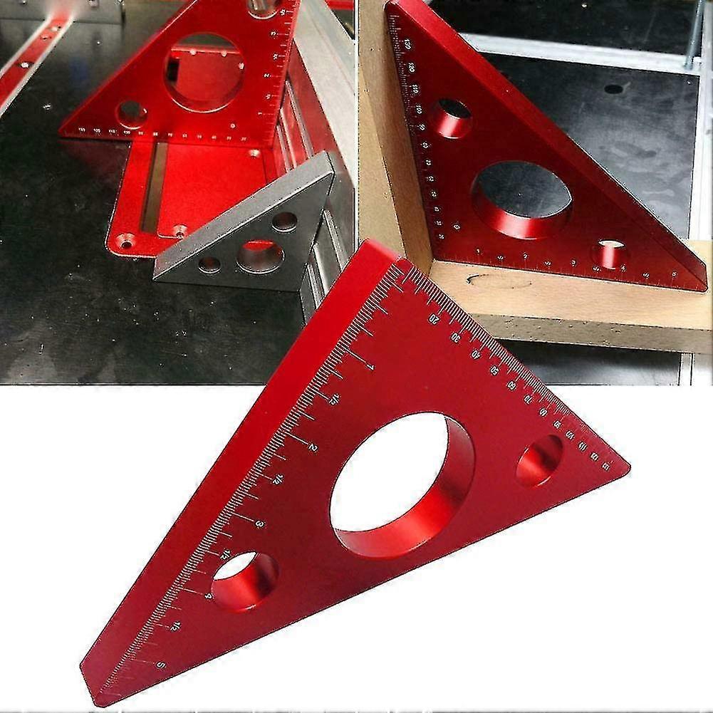 Aluminium Alloy Angle Ruler Diy Woodworking Triangle Ruler Measuring Tool, Red