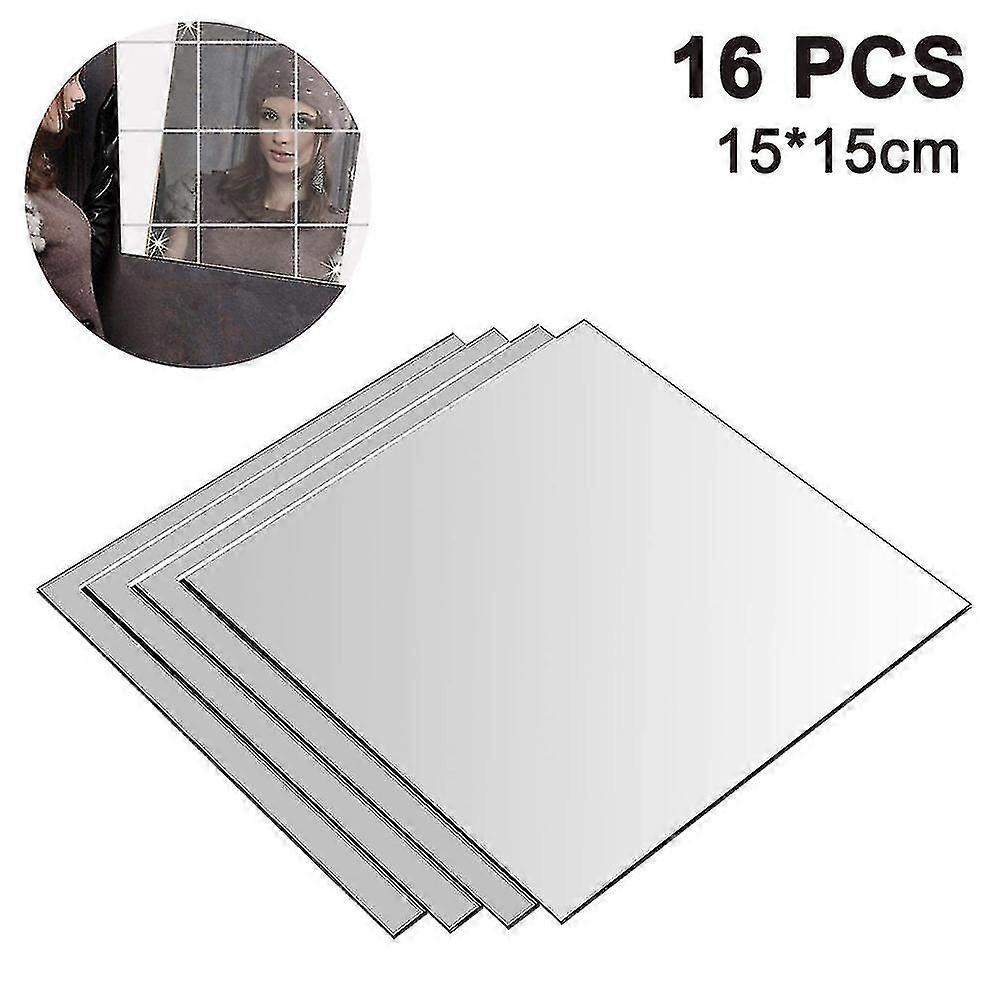 Wall Mirrors Mirror Tiles Self-adhesive 15x15cm, Square Mirrors