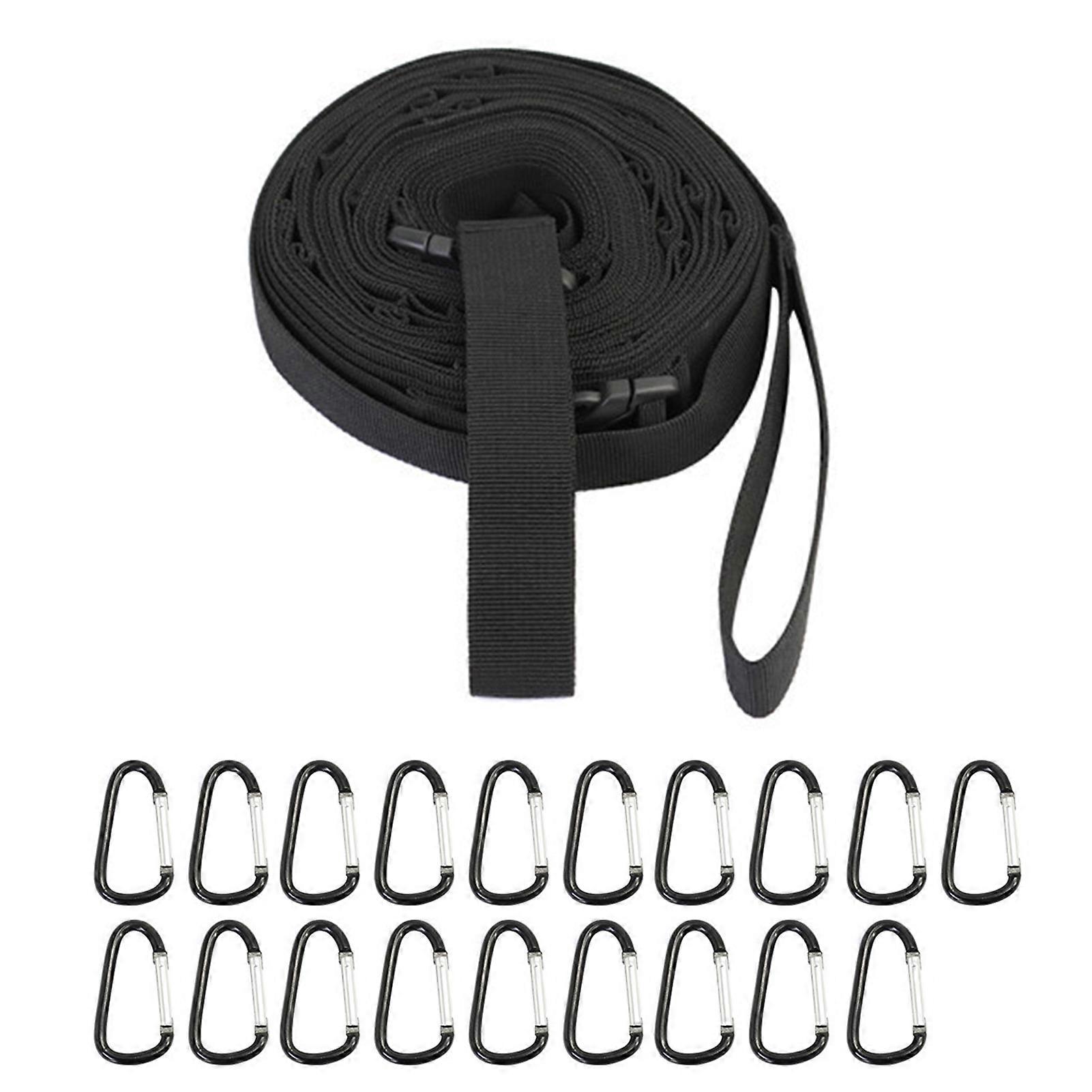 1 Set Camping Clothesline with Hooks Wear-resistant Strong Load-bearing Quick Release Campsite Storage Strap Tent Accessories