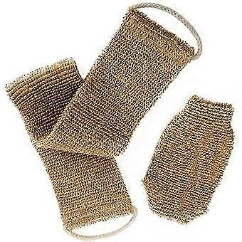 Exfoliating Back Brush, Hemp, Back Strap with Mitt for Bath, Shower Men and Women, Double Side Available