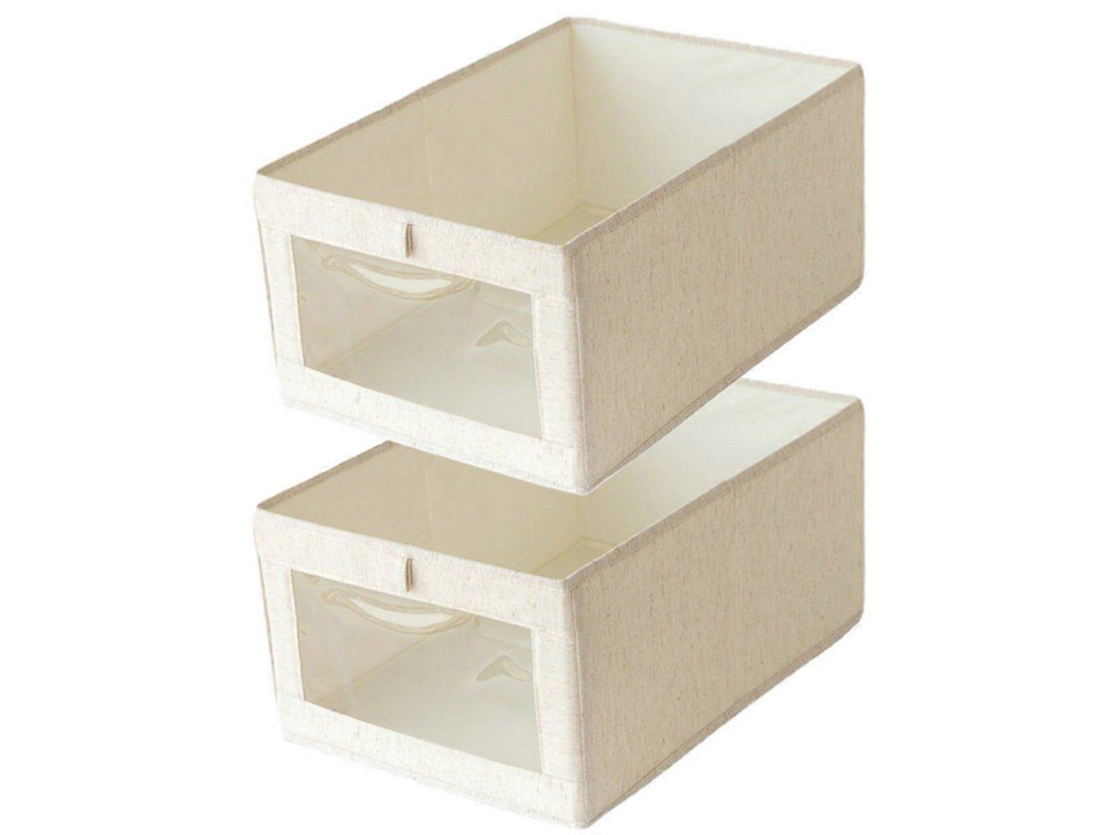 2Pcs Foldable Clothes Storage Box Wardrobe Closet Organizer with Clear Window