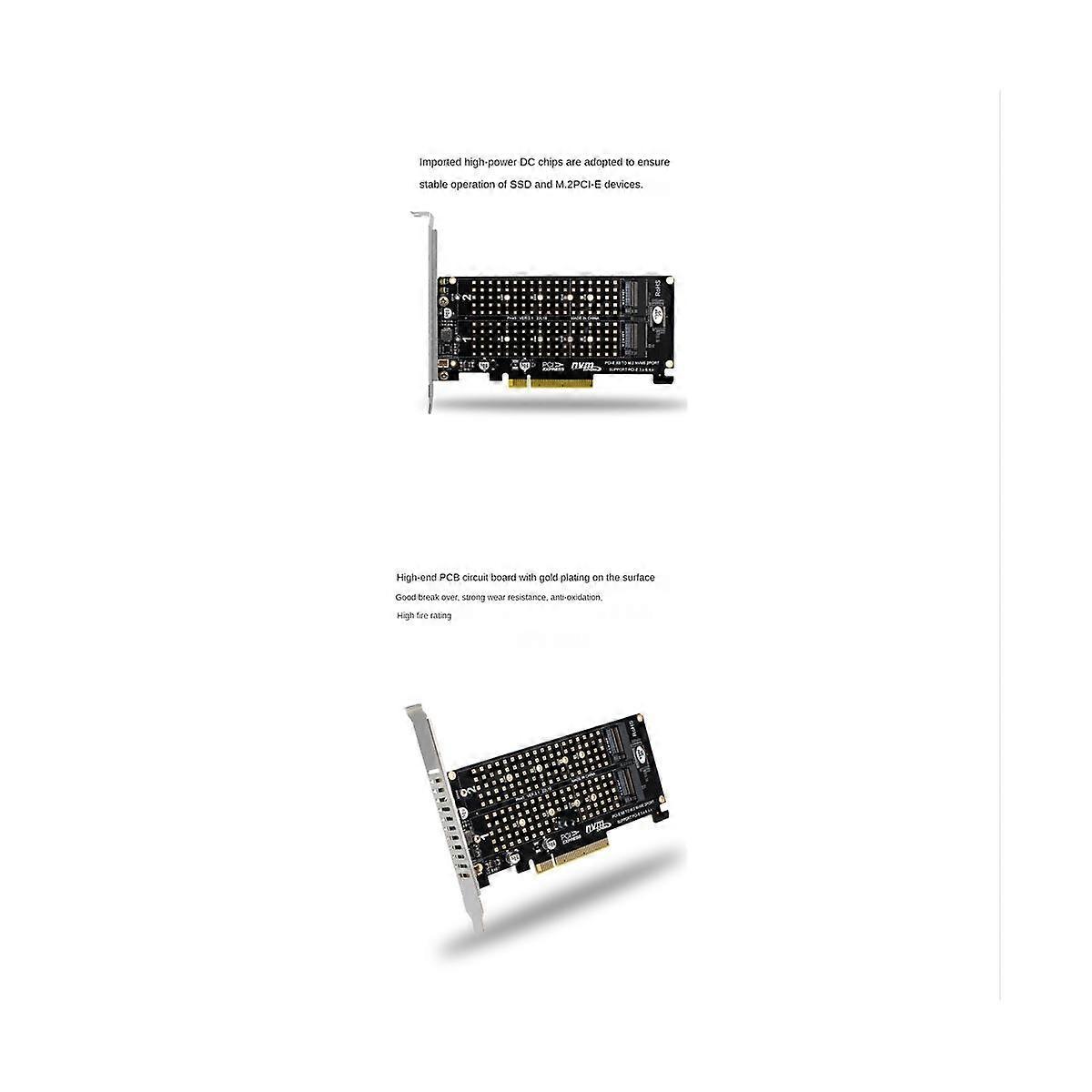 PCI-E X8 Dubbeldisk RAID-kort NVME M.2 M-NYCKEL SSD-expansionsadapter Utökad dubbel NVME RAID PCI-E X