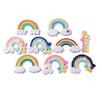 Soft Pottery Rainbow Micro Landscape Decoração Aniversário Bolo Diy Material Adesivo Celular Telefone Acessórios (20pcs, Cor Aleatória)