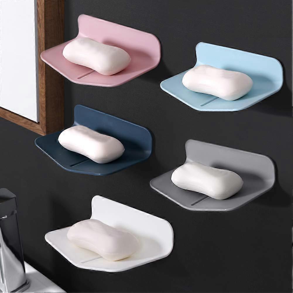 5PCS No-Drilling Rubber Soap Holders Self Draining Soap Dish for Bathroom V-Shaped Soap Saver for Shower