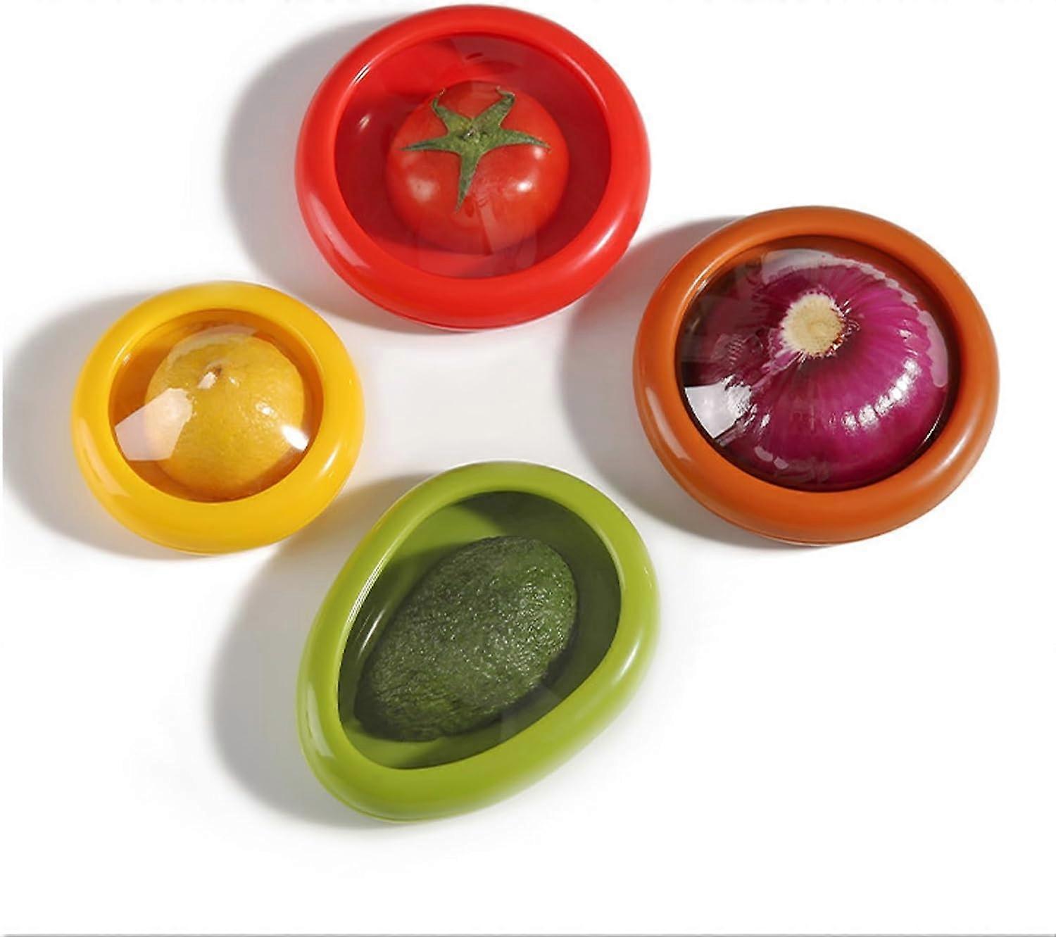 Reusable Refrigerator Storage Containers, Halved Fruit Refrigerator Storage, Avocado Saver and Tomato Holder, Fruit and Vegetable Storage (Color : 4 c