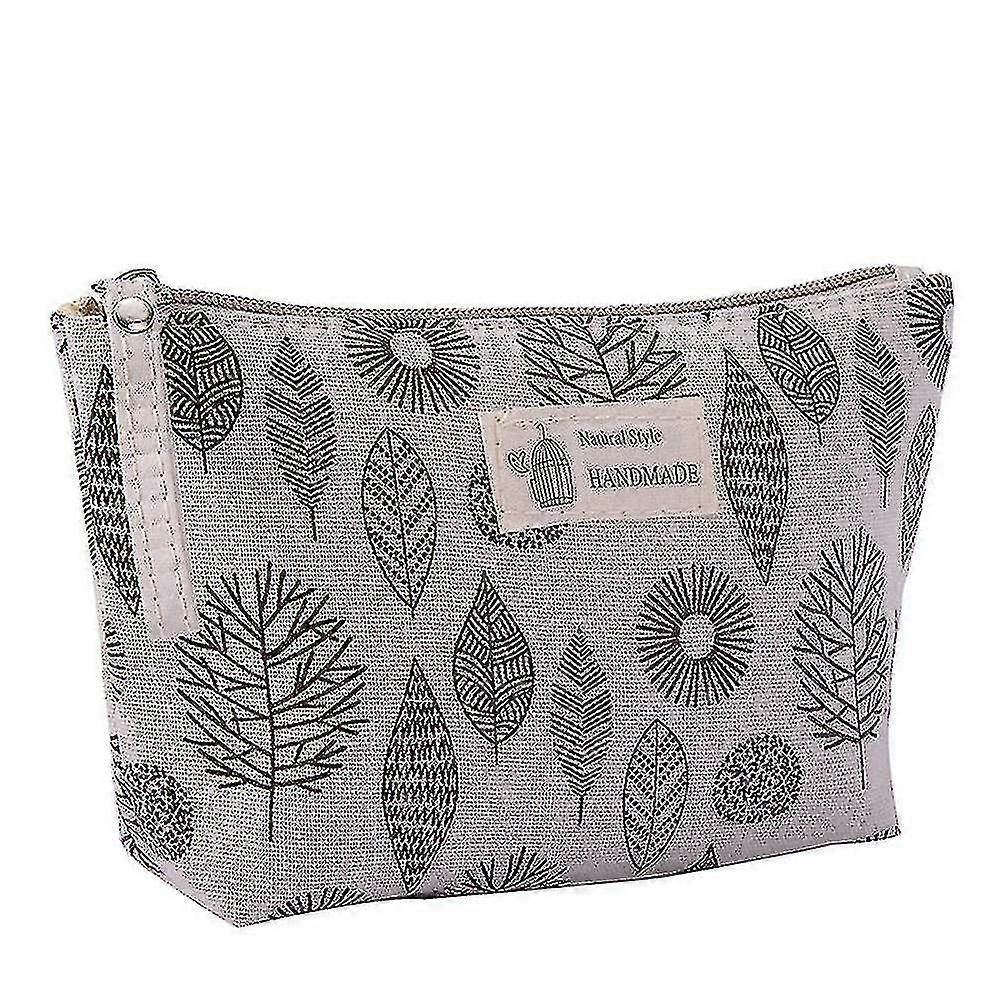 Leaves Pattern Travel Makeup Bags Without Handle Zippered Size Length 21cm X Wide 13cm