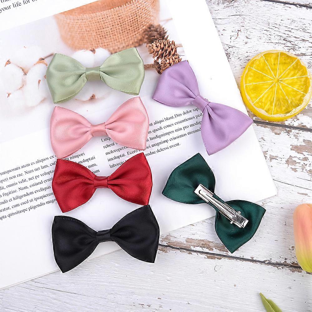 6PCS Solid Color Bowknot Shape Hairpin