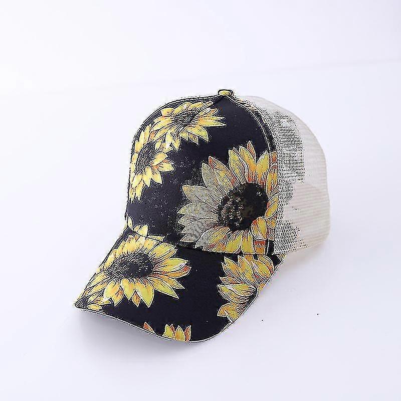 Washed Distressed Cotton Criss Cross Hat Women's Baseball Cap Ponytail Messy Bun Trucker