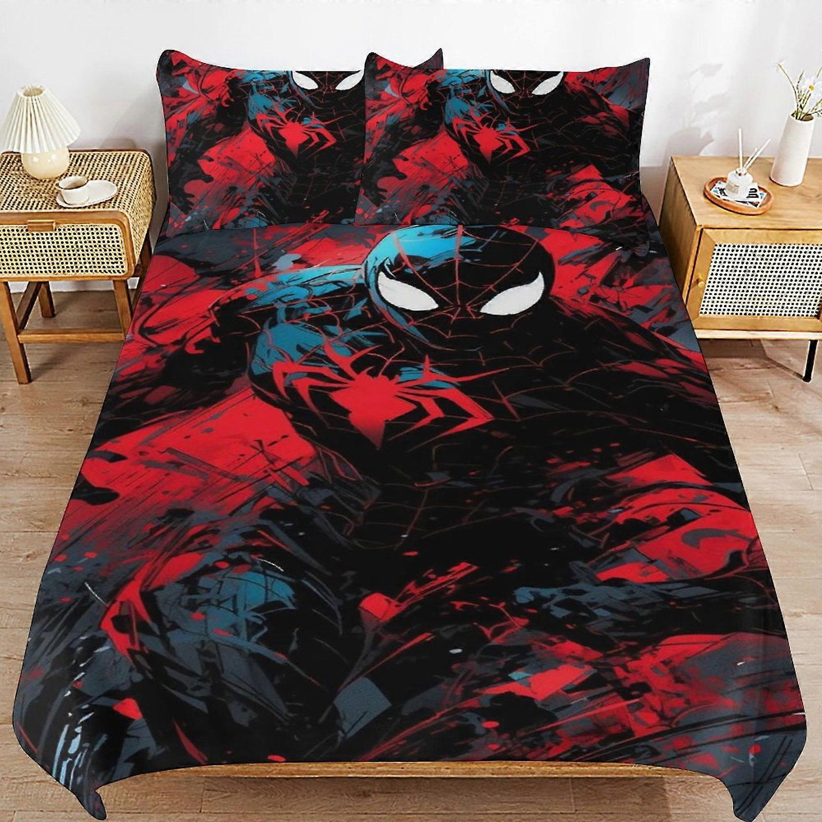 v2810 Lakan Sängkläder Spider-Man Sängkläder Set Ultra Mjuk Hudvänlig Påslakan 3 delar, Söt Täcke Överdrag Sängset för pojkar Flickor Barn ( 1 D