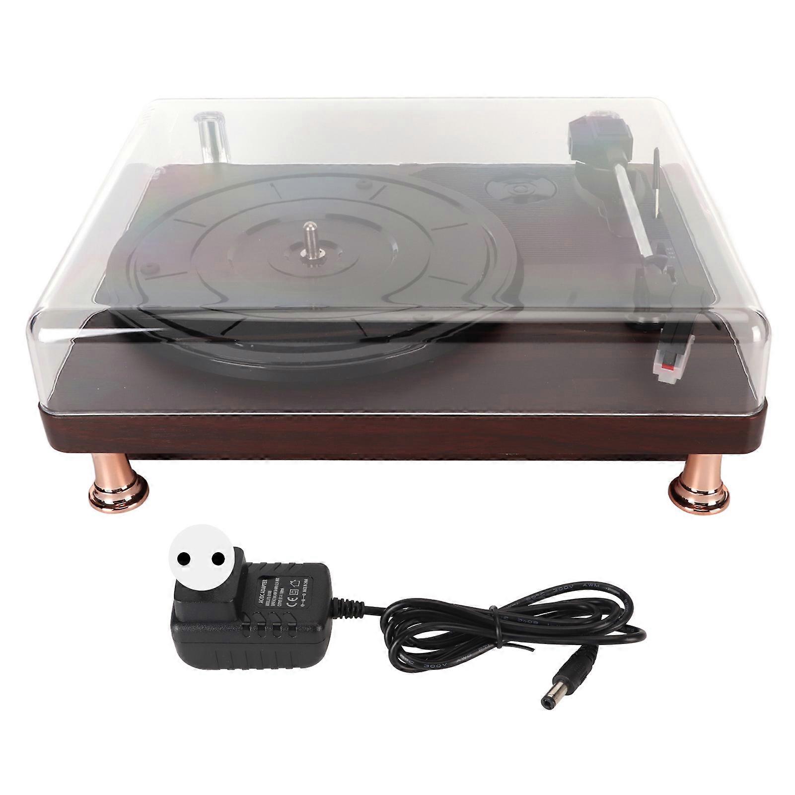 Vinyl Record Player 3 Speed Built in Stereo Speaker Vintage Turntable Phonograph with Dust Cover for Home 100?240V EU Plug