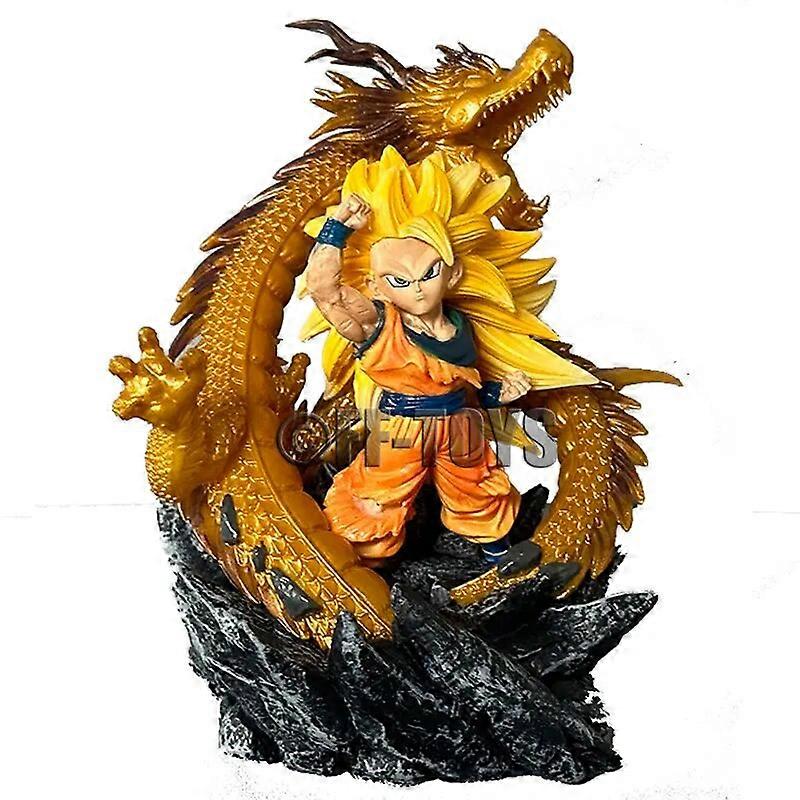 Q Version Dragon Ball Z Figure Ssj3 Goku Action Figures Dragon Fist Explosion 14CM PVC GK Statue Collectible Model Toys