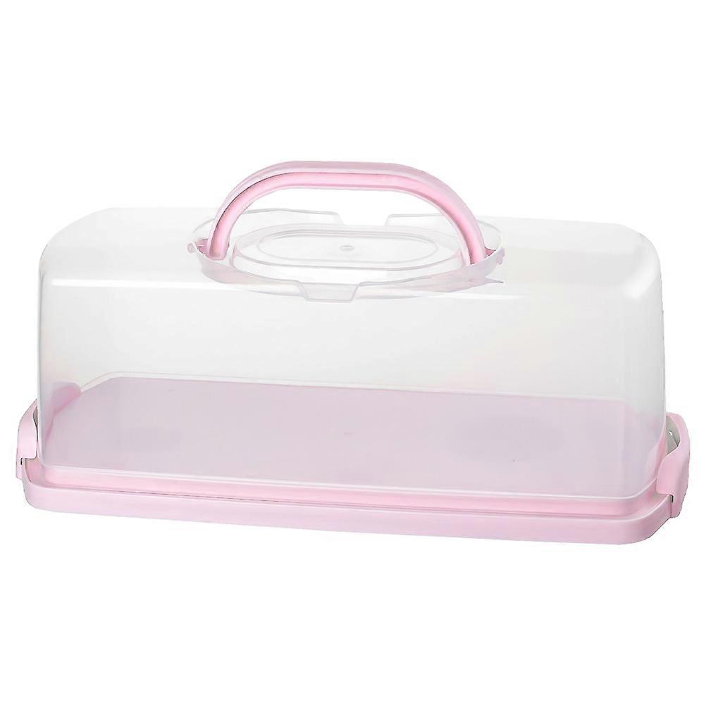 Portable Cake Box Toast Bread Wrapping Box Plastic Bread Container (Pink)