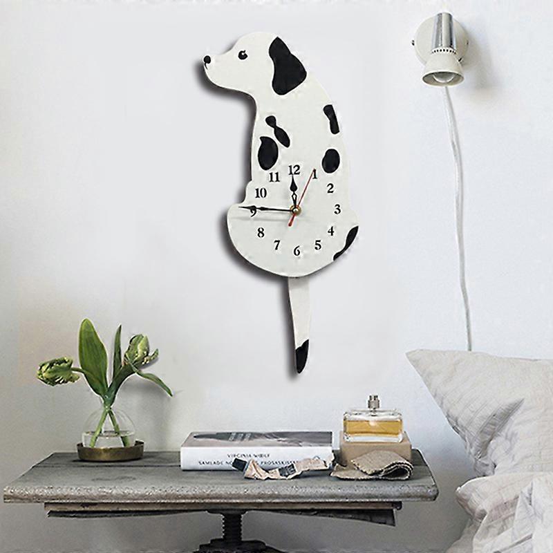 Dog Shape Pendulum Wall Clock Creative Acrylic Wall Clock with Wagging Tail Home Decor Silent
