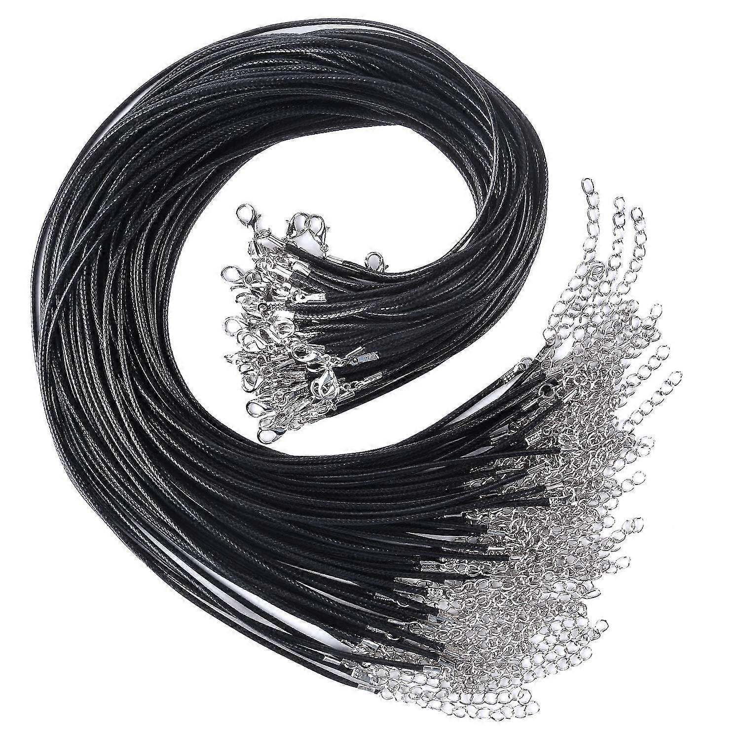 100 pezzi di collana cerata corda collana nera stringa con fibbia da 2 mm bulk per collana bracciale gioielli per la creazione di accessori