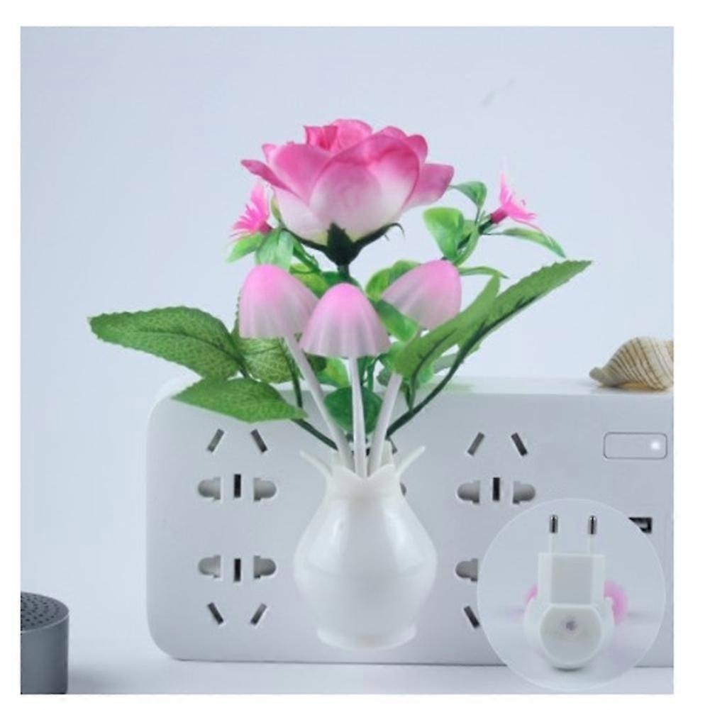 1 pc LED Night Light With Sensor Plug-in Auto Switch Rose Flower Mushroom Night Lamp Wall Light sy