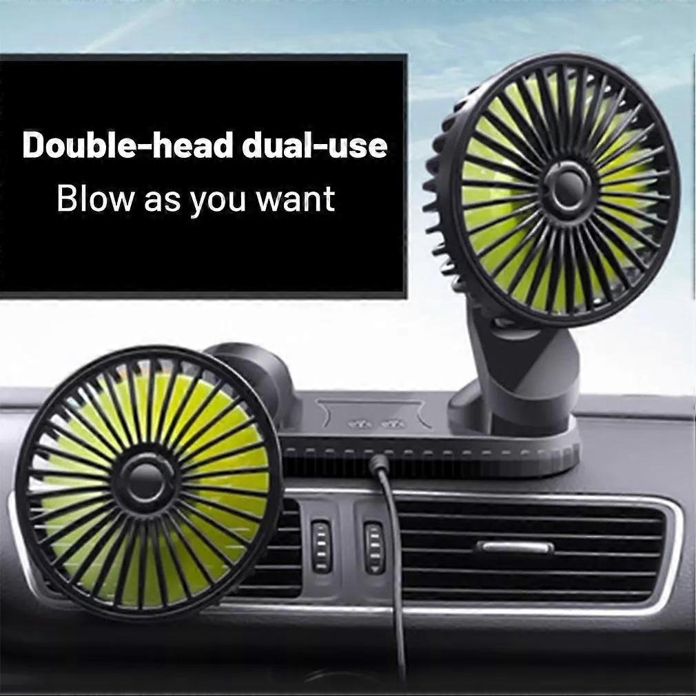 Universal Adjustable Angle Dual Head USB Powered 3-Speed Adjustable Car Dashboard Cooling Air USB Fan for SUV Vehicles Home