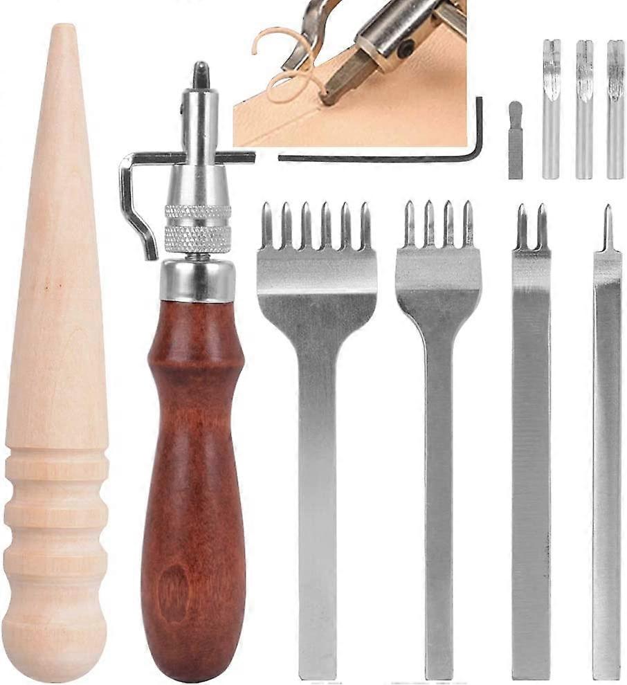 Hole Punch Tool Kit 4 Leather Claw Punch + 1 Slotting Device 5 in 1 + 1 Polishing Stick Leathercraft Accessories for DIY Craft
