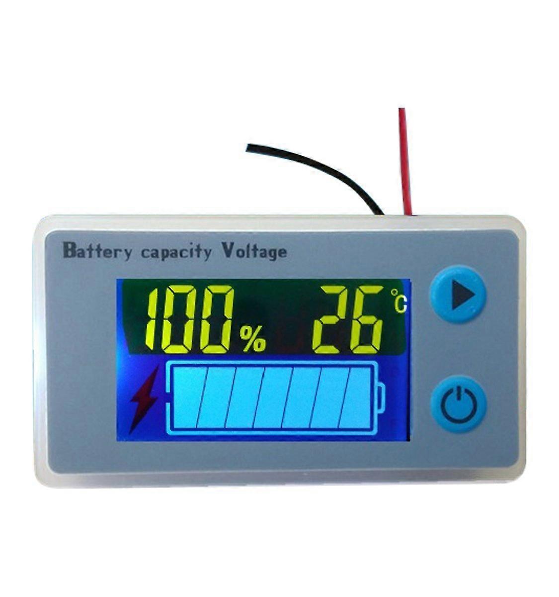 Multifunction 10-100V LCD Battery Capacity Voltmeter with Temperature Display