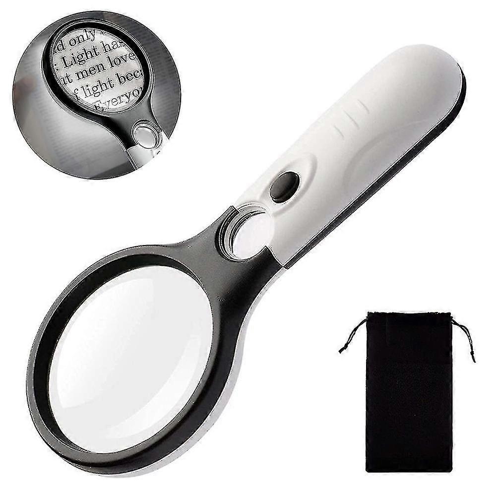 1 Pcs Magnifying Glass With Light,3x ,45x Handheld Magnifier,led Light