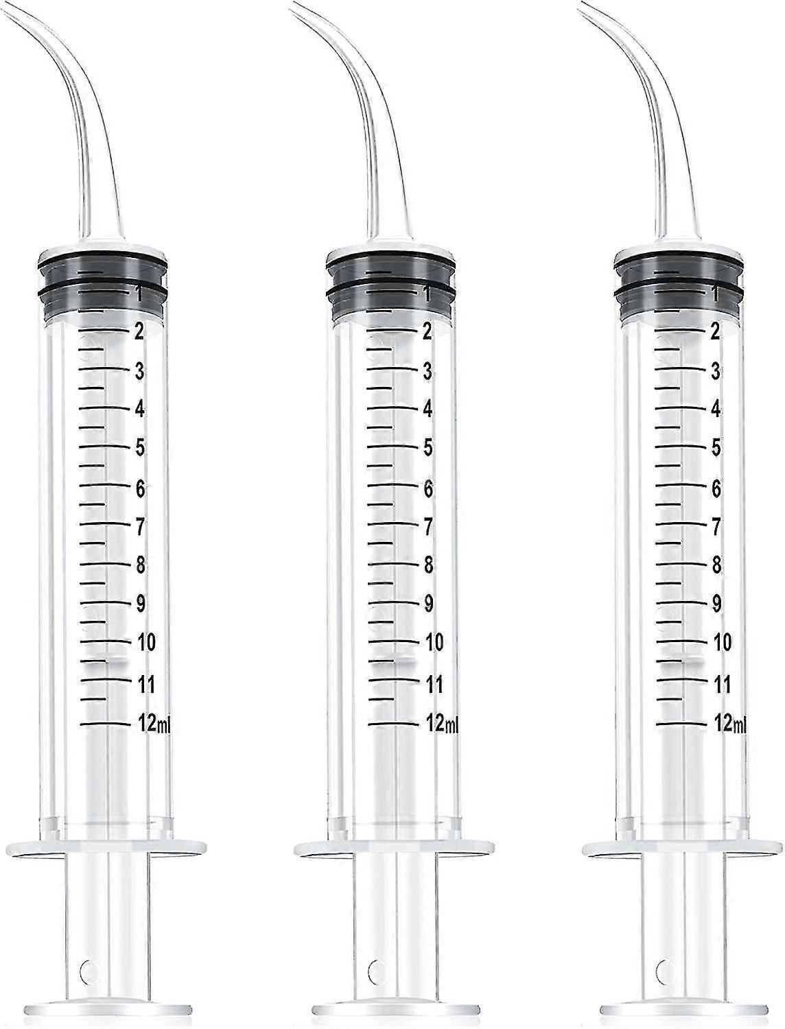 Tandheelkundige Spuit 12 Ml Tandheelkundige Irrigatie Spuit Wegwerp Gegradueerde Spuit Orale Irrigator Spuit Met Gebogen Tip Voor Gebitsverzorging Reiniging (3 stuks)
