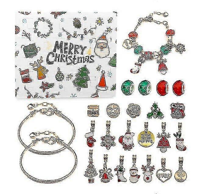 Christmas Advent Calendar Countdown Diy Charm Bracelet Making Kits 24 Days Countdown Calendar Bracelets Set