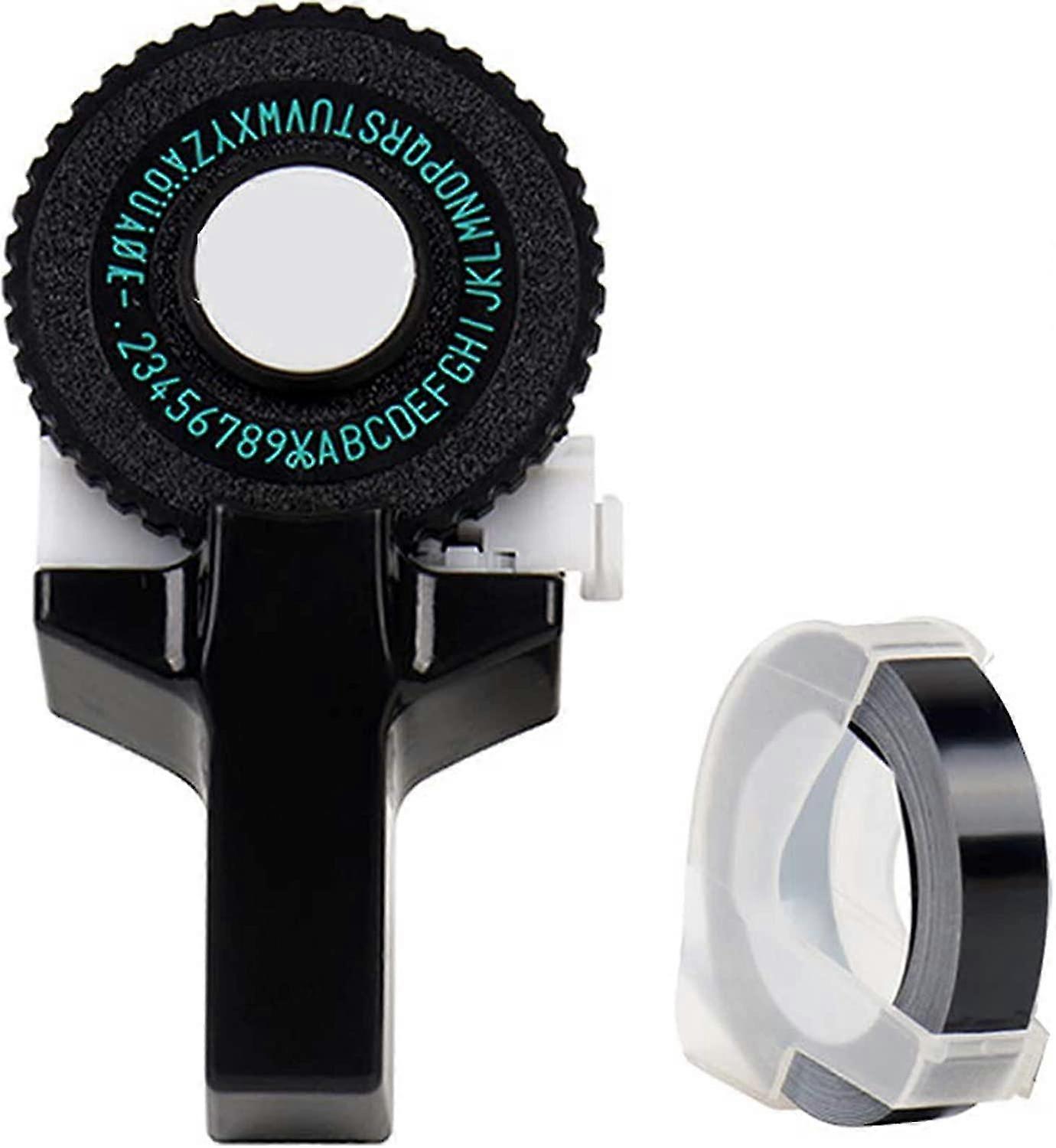 3d Mini Label Printer Click Small Model Manual Diy Lettering Machine Embossing Typewriter (black)