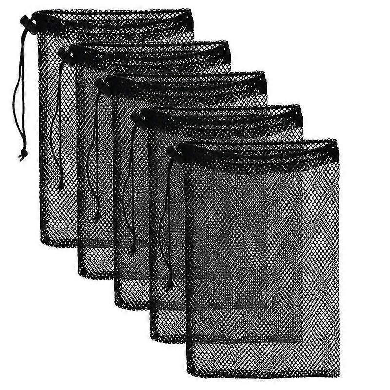 5 stk Mesh Stuff Sekk Slitesterk Nylon Snøring Klesvask Bag Skylling Beach Leker Travel