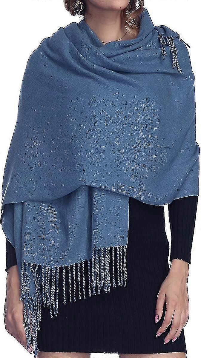 Womens Thick Soft Cashmere Wool Shawl Wrap Scarf - Warm Solid Color Stole