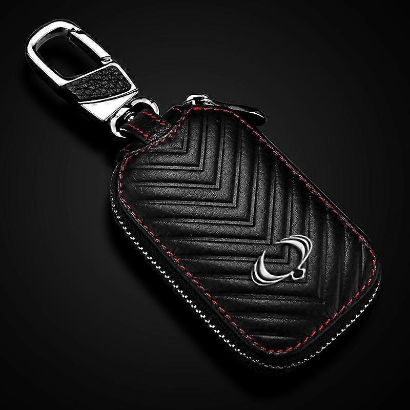 Leather Car Key Case For Ssangyong Actyon SUV Kyron Rexton Folding Remote With Car Logo Key Shell Case With Car Logo Key Cover