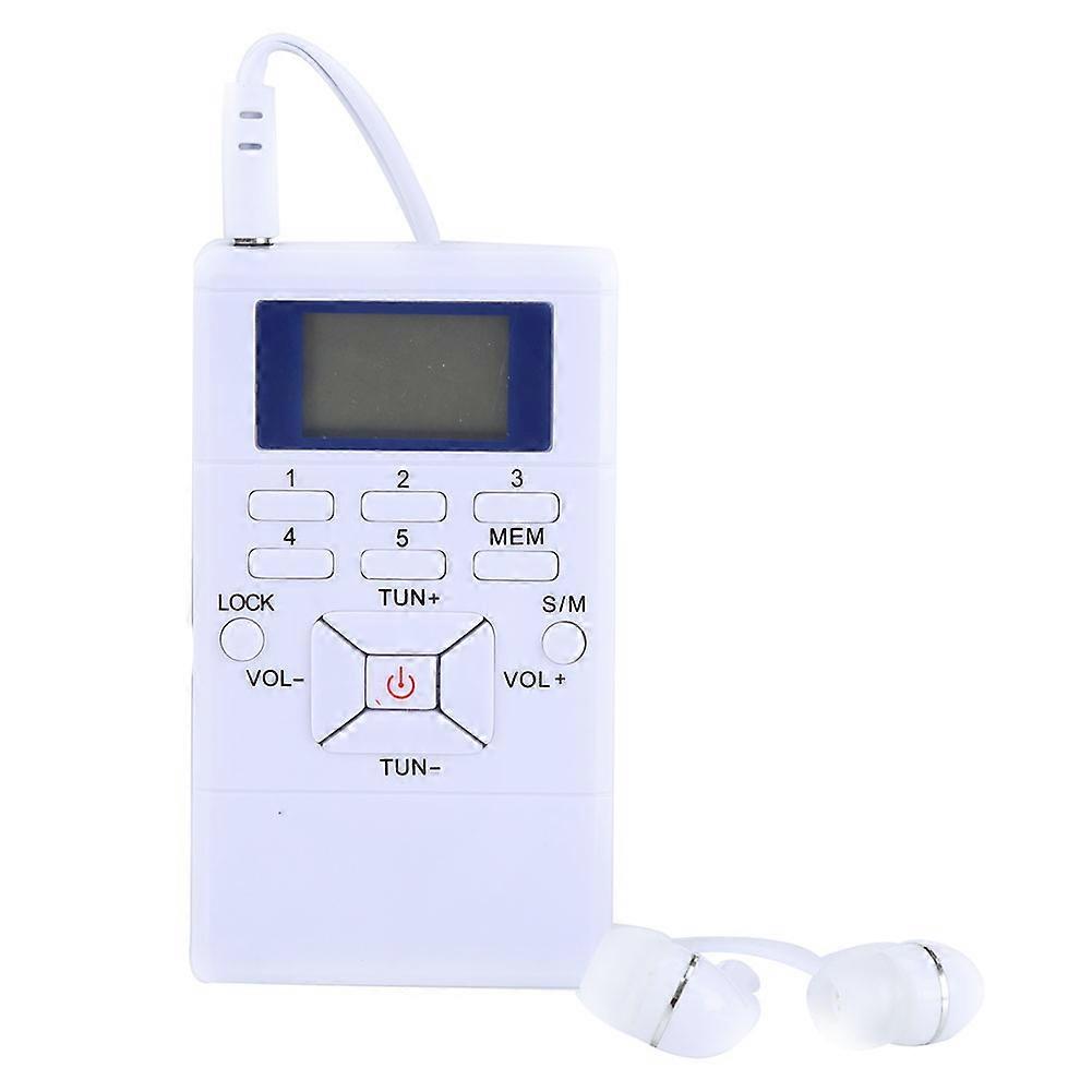 Mini Tragbarer LCD-FM-Radio-Funkempfänger für digitale Signalverarbeitung mit Kopfhörer Weiß