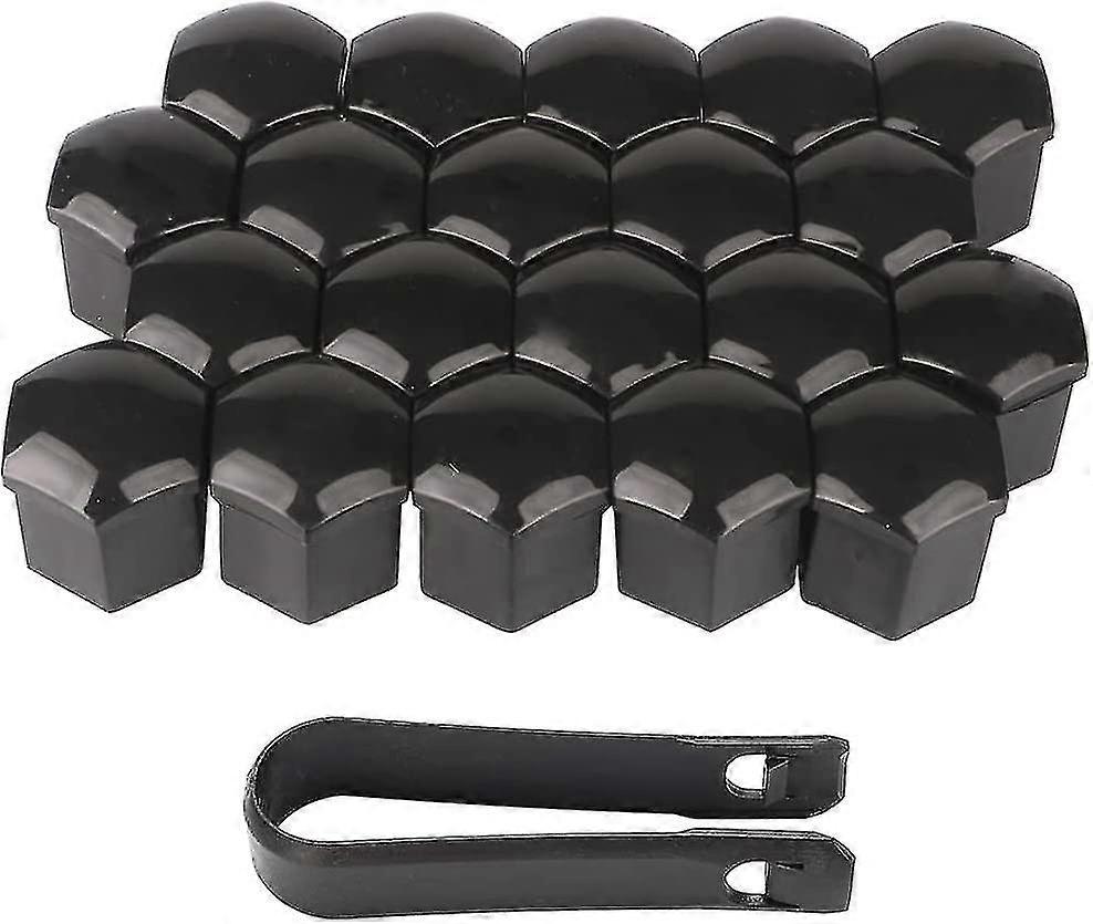 20 Stück 19mm Radmutterkappe, Radschraubenmutterkappenabdeckungen, sechseckige Reifenmutternabdeckungen (schwarz) yAB
