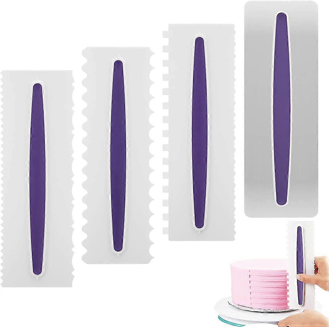 Set of 4 Cake Scrapers for Cake Decorating, Icing, Fondant Spatulas, Smooth, Cream, Cake Scraper, Pastry Tools, Pastry Design, Pastry Tools, Baking Mo