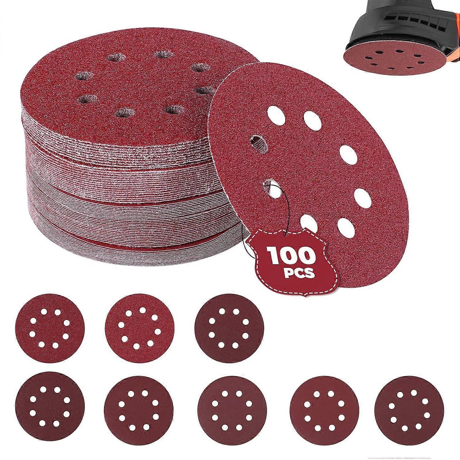 100pcs Sanding Discs 40/60/80/120/180/240/320/400/Grit 125mm Size Ideal for Sanding/Polishing/Rust Removal, Angle Grinder