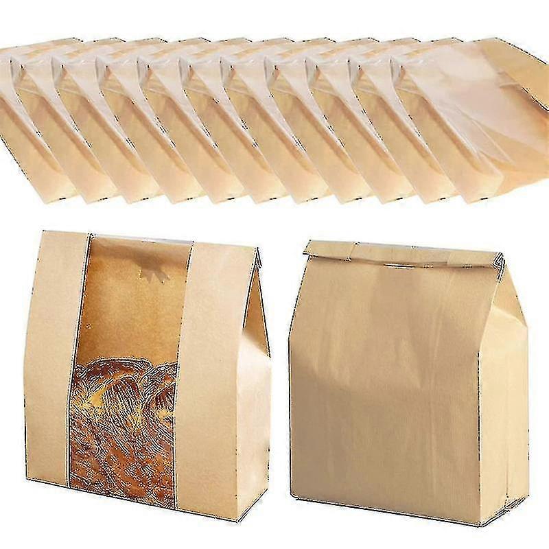 25pcs Xinhan Bread Bags - Paper Bakery Bag with Window for Sourdough Loaf Cookie